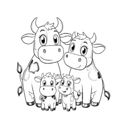 Coloriage ANIMAUX AMOUR DE FAMILLE vache