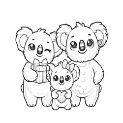 Coloriage ANIMAUX AMOUR DE FAMILLE koala