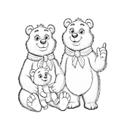 Coloriage ANIMAUX AMOUR DE FAMILLE ours