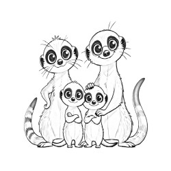 Coloriage ANIMAUX AMOUR DE FAMILLE suricate
