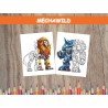 COLORIAGE ROBOT ANIMAUX SAUVAGES lion rhinocéros