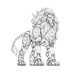 COLORIAGE ROBOT ANIMAUX SAUVAGES lion