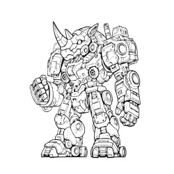 COLORIAGE ROBOT ANIMAUX SAUVAGES rhinocéros