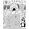 Coloriage labyrinthe pingouin igloo