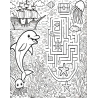 Coloriage labyrinthe dauphin étoile de mer plage