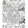 Coloriage labyrinthe poule ferme tracteur