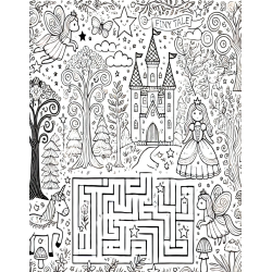 Coloriage labyrinthe princesse château