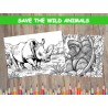 Coloriage animaux sauvages Rhinocéros Orang-outan