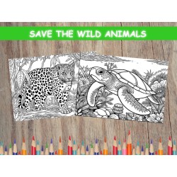 Coloriage animaux sauvages Léopard Tortue de mer