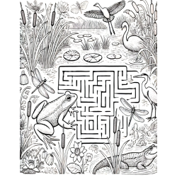 Coloriage labyrinthe Grenouille