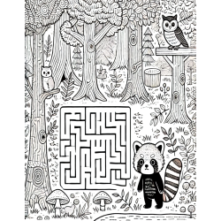 Coloriage labyrinthe Raton laveur