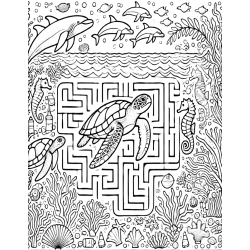 Coloriage labyrinthe Tortue de mer