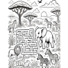 Coloriage labyrinthe éléphant