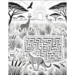 Coloriage labyrinthe Guépard