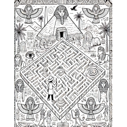 Coloriage labyrinthe Archéologue Pyramide