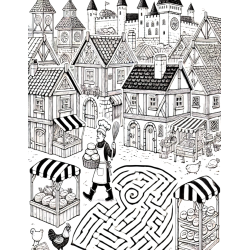 Coloriage labyrinthe Boulanger village