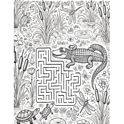 Coloriage labyrinthe Crocodile