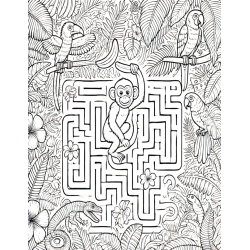 Coloriage labyrinthe Singe Jungle