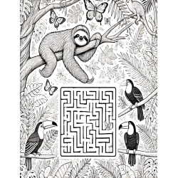 Coloriage labyrinthe Paresseux Toucan