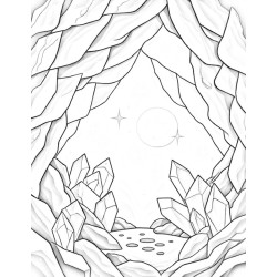 Coloriage Nature Grotte Cristaux