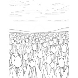 Coloriage Nature Champ de tulipes