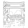 Coloriage Nature Jardin japonais Torii Bonsai