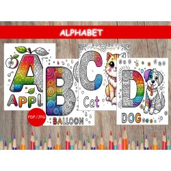 Feuilles à colorier pour enfants ALPHABET BÉBÉ Coloriage lettre enfant 26 Coloriage abc Abécédaire bébé Premier livre Cadeau