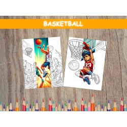 Feuilles à colorier pour enfants BASKET BALL Coloriage basket Coloriage sportif Athlète Pages à colorier imprimables Cadeau