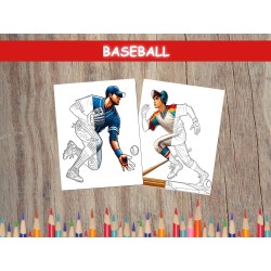 Feuilles à colorier pour enfants BASE BALL Coloriage base ball Coloriage sportif Athlète Pages à colorier imprimables Cadeau