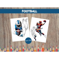 Feuilles à colorier pour enfants FOOTBALL AMÉRICAIN JEU Coloriage sportif Athlète Nfl Pages à colorier imprimables Cadeau