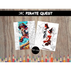 Pages à colorier pour enfants AVENTURE PIRATE ENFANT Chasse au trésor Carte 12 feuilles à colorier Coloriage fantastique Cadeau