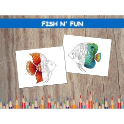 Feuilles à colorier pour enfants COLORIAGE POISSONS Coloriage mer océan Coloriage animaux Pages à colorier imprimables Cadeau