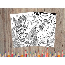 Coloriage fée licorne