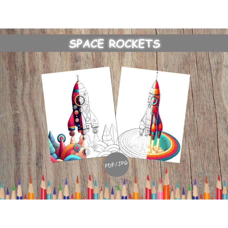 Coloriage FUSÉES SPATIALES Coloriage FUSÉES SPATIALES