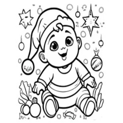 Coloriage bébé Noel  Coloring page Baby Santa Claus Christmas