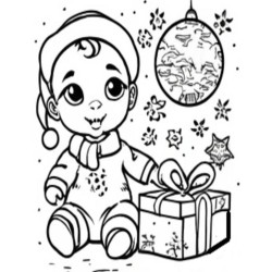 Coloriage bébé Noel  Coloring page Baby Santa Claus Christmas