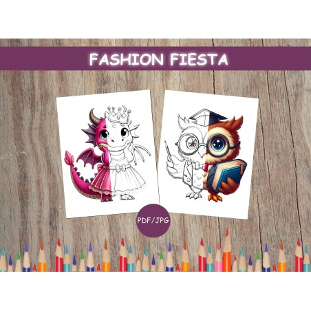 Coloriage ANIMAUX COSTUMÉS MODE dragon hibou