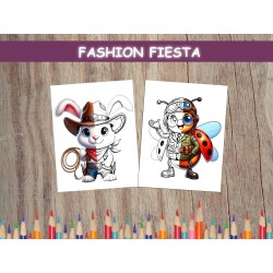 Coloriage ANIMAUX COSTUMÉS MODE souris coccinelle