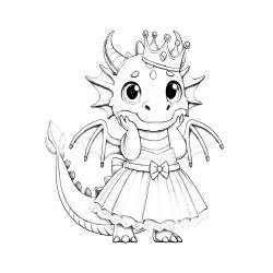 Coloriage ANIMAUX COSTUMÉS MODE dragon princesse