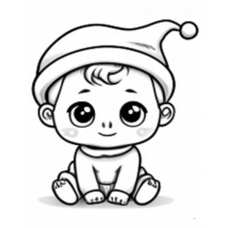 Coloriage bébé Noel  Coloring page Baby Santa Claus Christmas