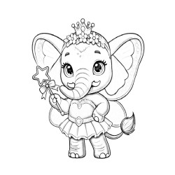 Coloriage ANIMAUX COSTUMÉS MODE éléphant fée