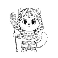 Coloriage ANIMAUX COSTUMÉS MODE chat pharaon