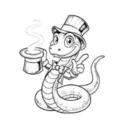 Coloriage ANIMAUX COSTUMÉS MODE serpent magicien