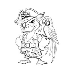 Coloriage ANIMAUX COSTUMÉS MODE canard pirate