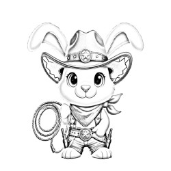 Coloriage ANIMAUX COSTUMÉS MODE souris cowboy