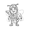 Coloriage ANIMAUX COSTUMÉS MODE coccinelle aviateur pilote