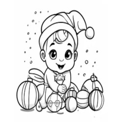 Coloriage bébé Noel  Coloring page Baby Santa Claus Christmas