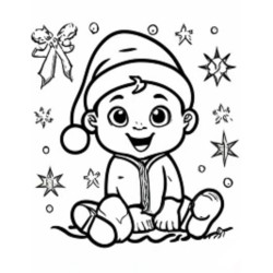 Coloriage bébé Noel  Coloring page Baby Santa Claus Christmas