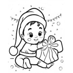 Coloriage bébé Noel  Coloring page Baby Santa Claus Christmas