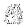 Coloriage ANIMAUX MEILLEURS AMIS licorne dragon